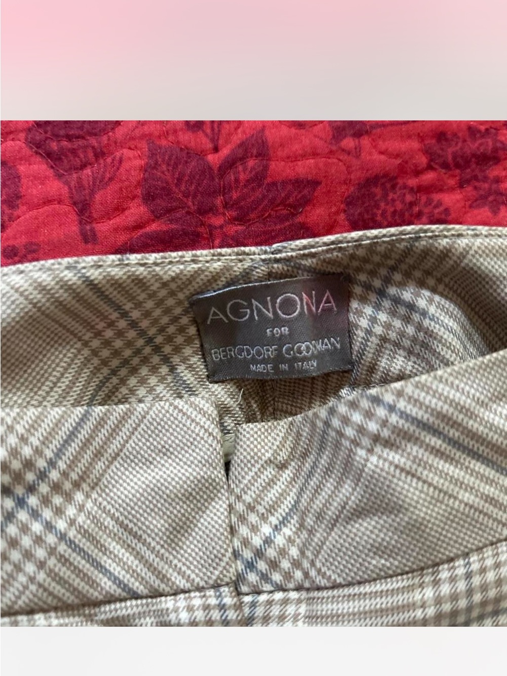 Agnona for Bergdorf Goodman Women's Tan Italy 🇮🇹 pant Plaid Pants